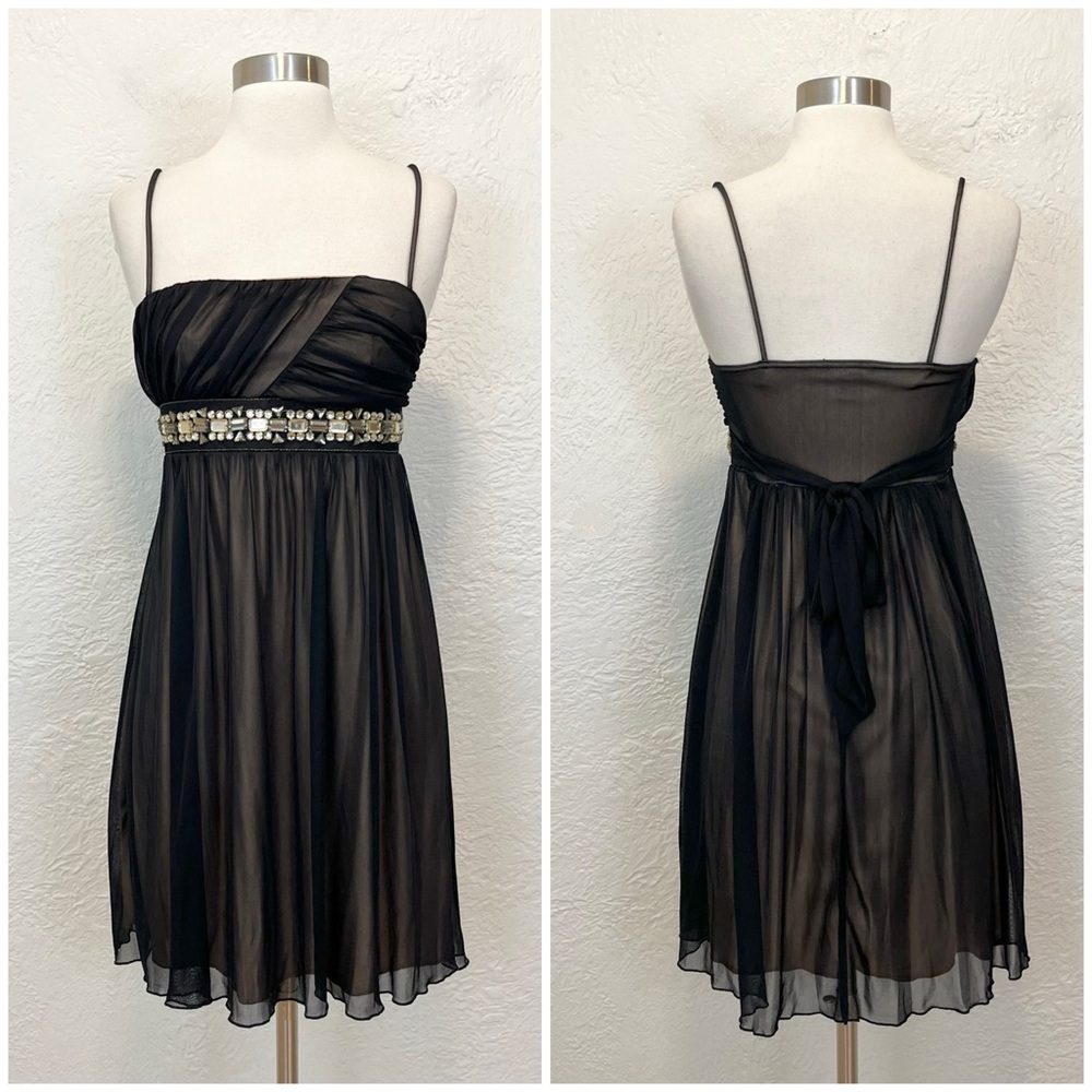 Vintage 90s Y2K Dress Whimsigoth Black Mesh Jewels XS S